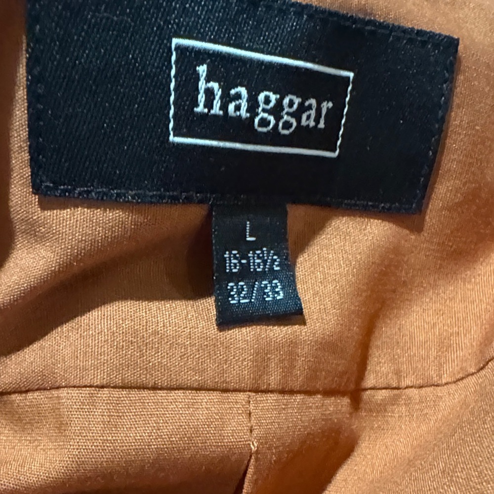Haggar Copper Button-Up Shirt Size L (16-16.5/32/33) - Picture 2 of 4